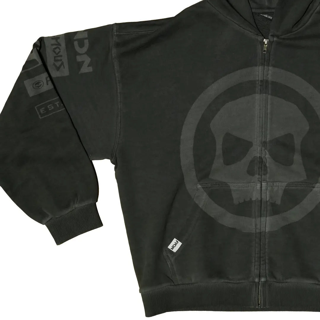 HERITAGE SKULL ZIP HOODIE - SAGE GREY WASH Infamous Paintball