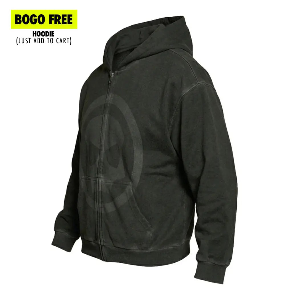 HERITAGE SKULL ZIP HOODIE - SAGE GREY WASH Infamous Paintball