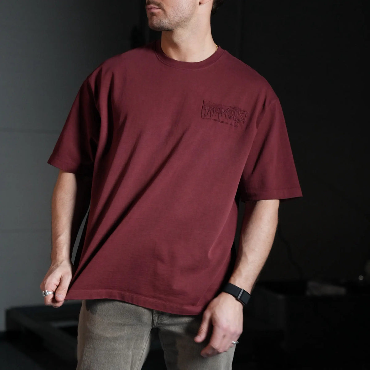 FOUNDATION TEE - RED WASH Infamous Paintball