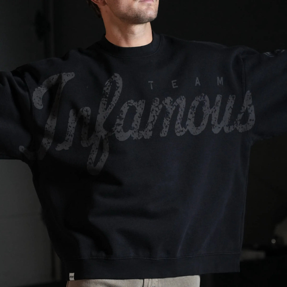 HERITAGE CREWNECK - SCRIPT / BLACK WASH Infamous Paintball