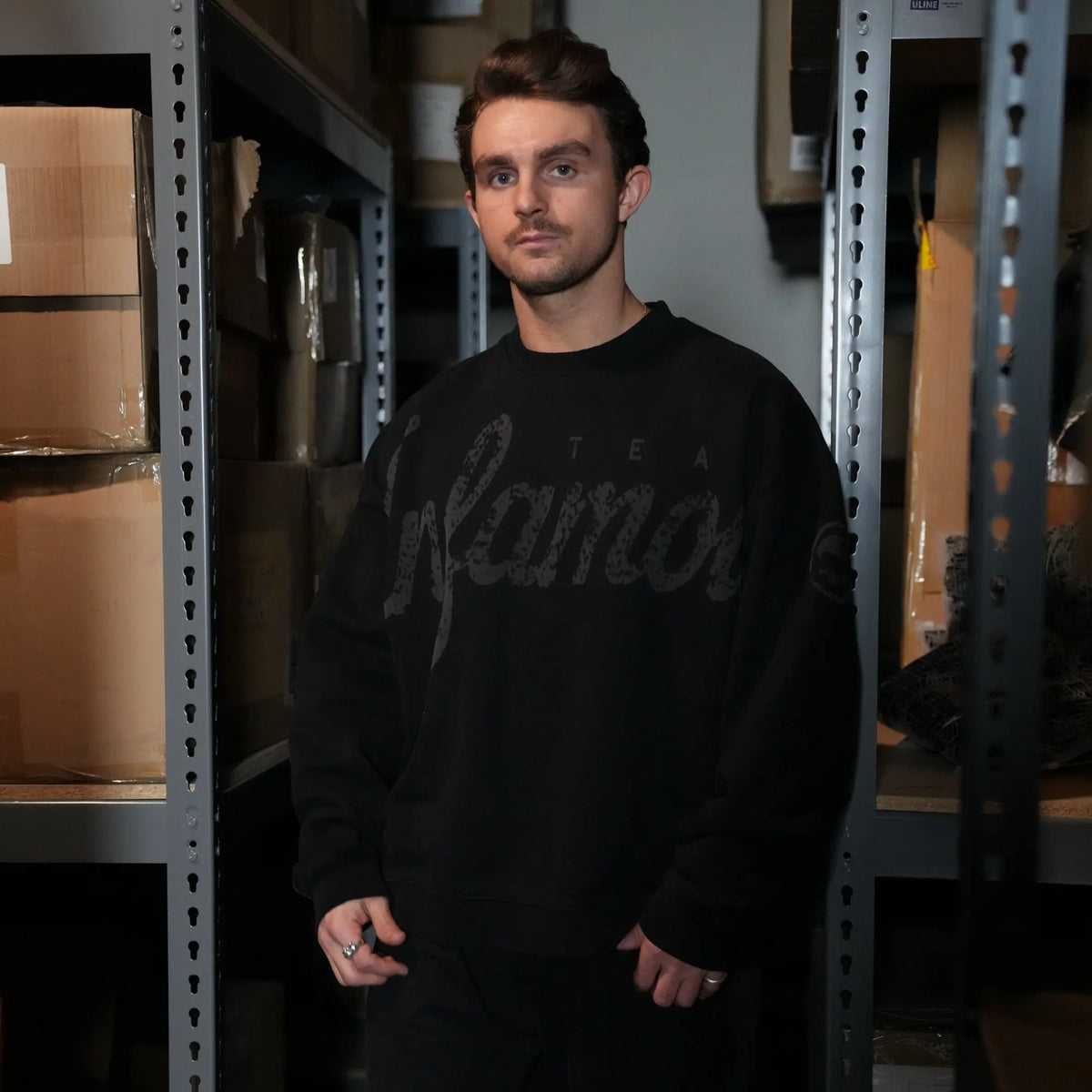 HERITAGE CREWNECK - SCRIPT / BLACK WASH Infamous Paintball