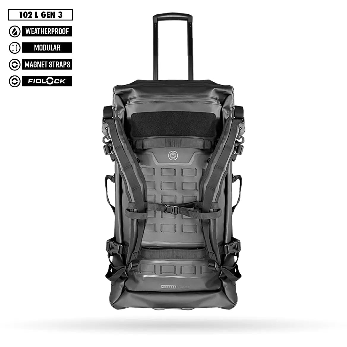 FNDN® MODULAR WEATHERPROOF ROLLING GEARBAG - 102L - BLACK Infamous Paintball
