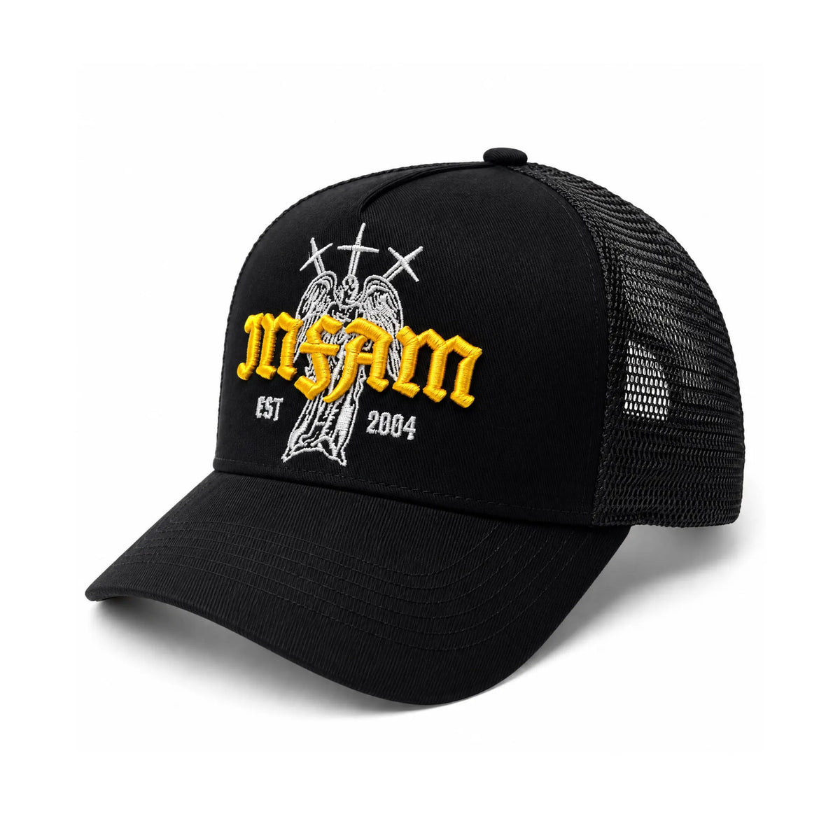 INFAMOUS™ Snapback Trucker Hat - Angel - Black/Gold Infamous Paintball