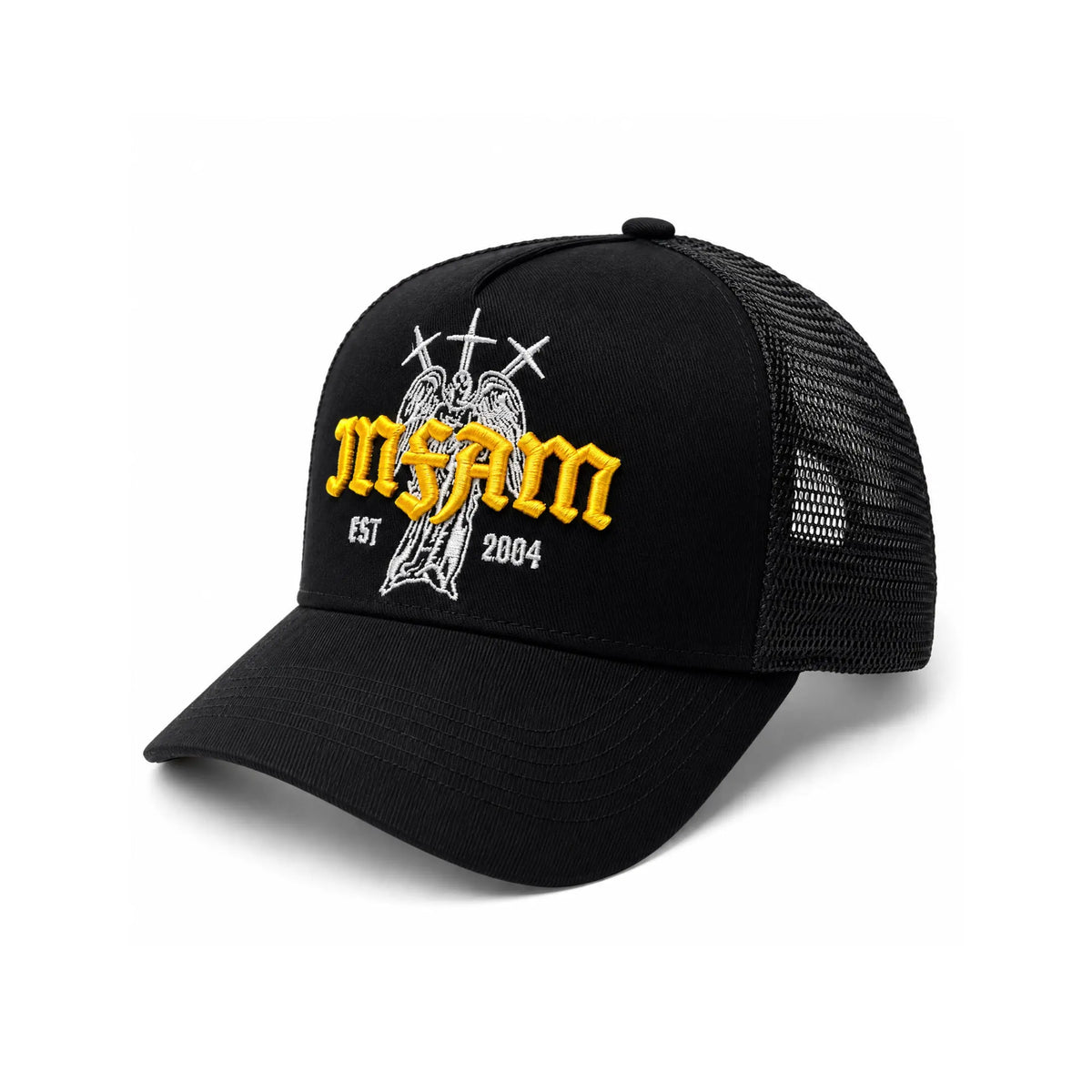INFAMOUS™ Snapback Trucker Hat - Angel - Black/Gold Infamous Paintball