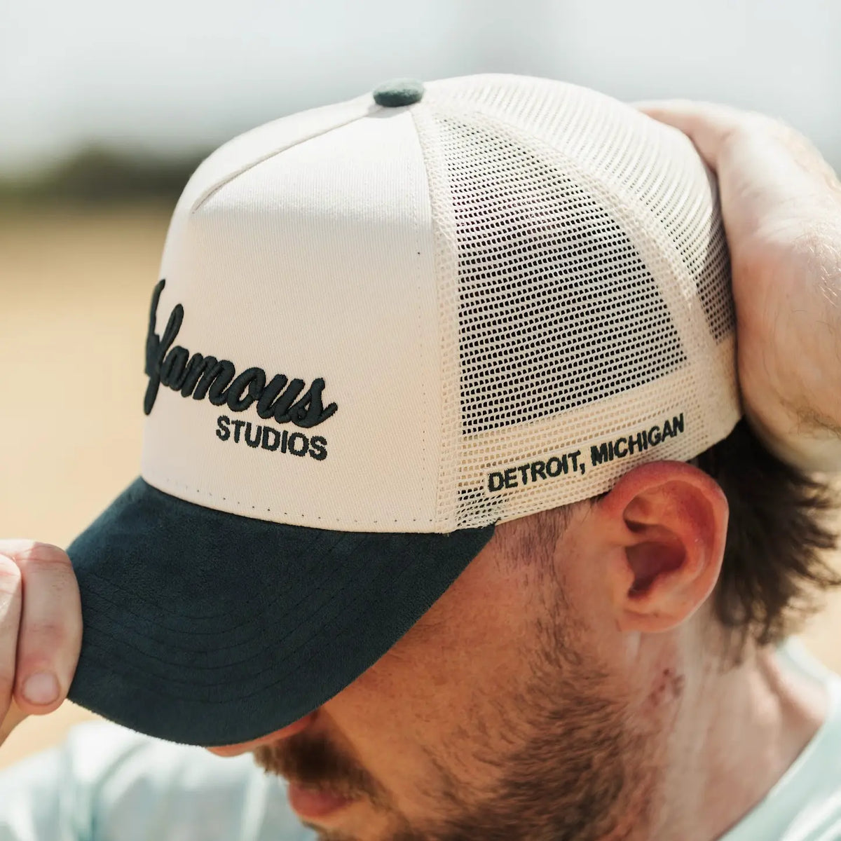 INFAMOUS™ Snapback Suede Hat - Studios - Neutral/Forest Infamous Paintball