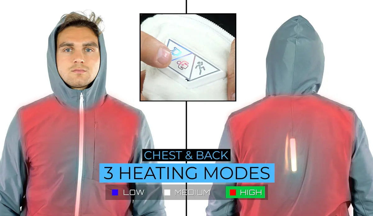 FNDN Heated Women&#39;s LED Athletic Jacket w/ Built-In Heated Gloves FNDN