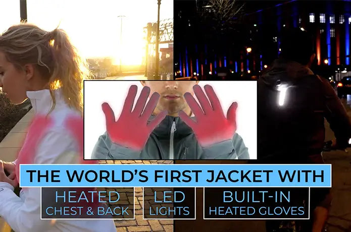 FNDN Heated Women&#39;s LED Athletic Jacket w/ Built-In Heated Gloves